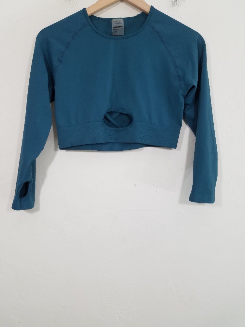ILUS Long Sleeve Crop Top Green Size XL